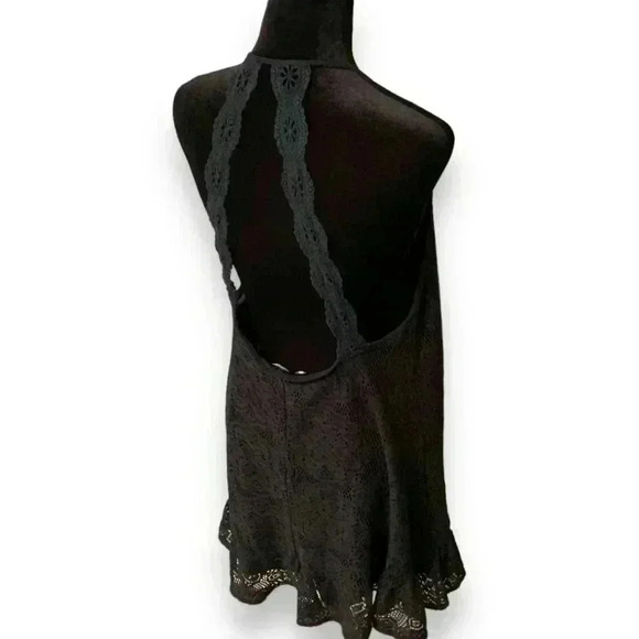 Umgee Women's Medium Black Floral Lace Ruffled Hem Back Detail Sundress - Picture 6 of 16